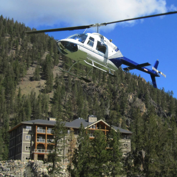 Helicopter at RockRidge Canyon Retreat Centre BC